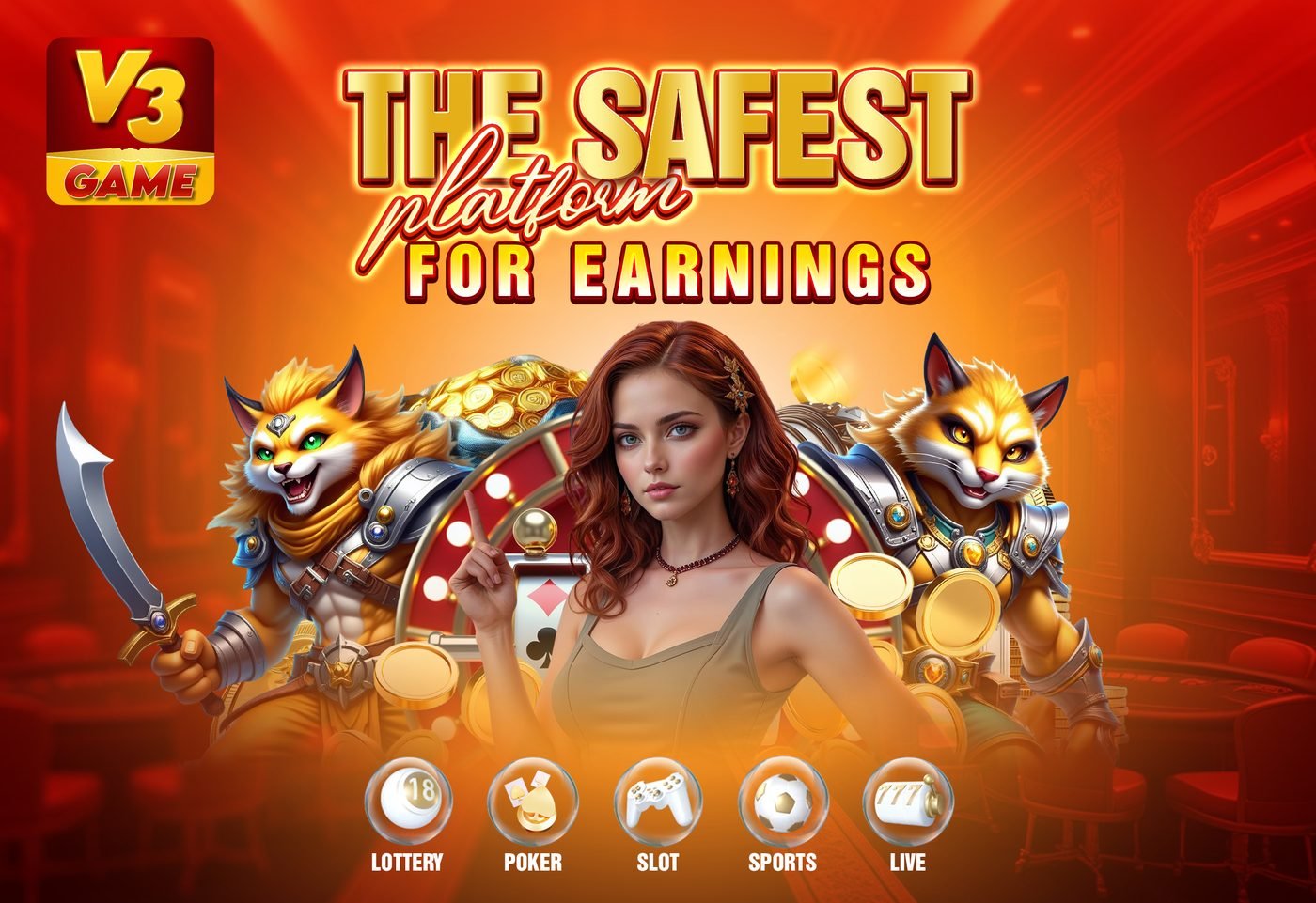 V3 Game app promotional artwork — download the V3 Apk for Android