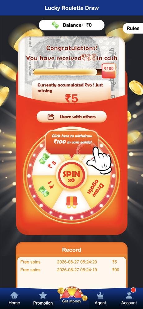 V3 Game app — lucky roulette screen